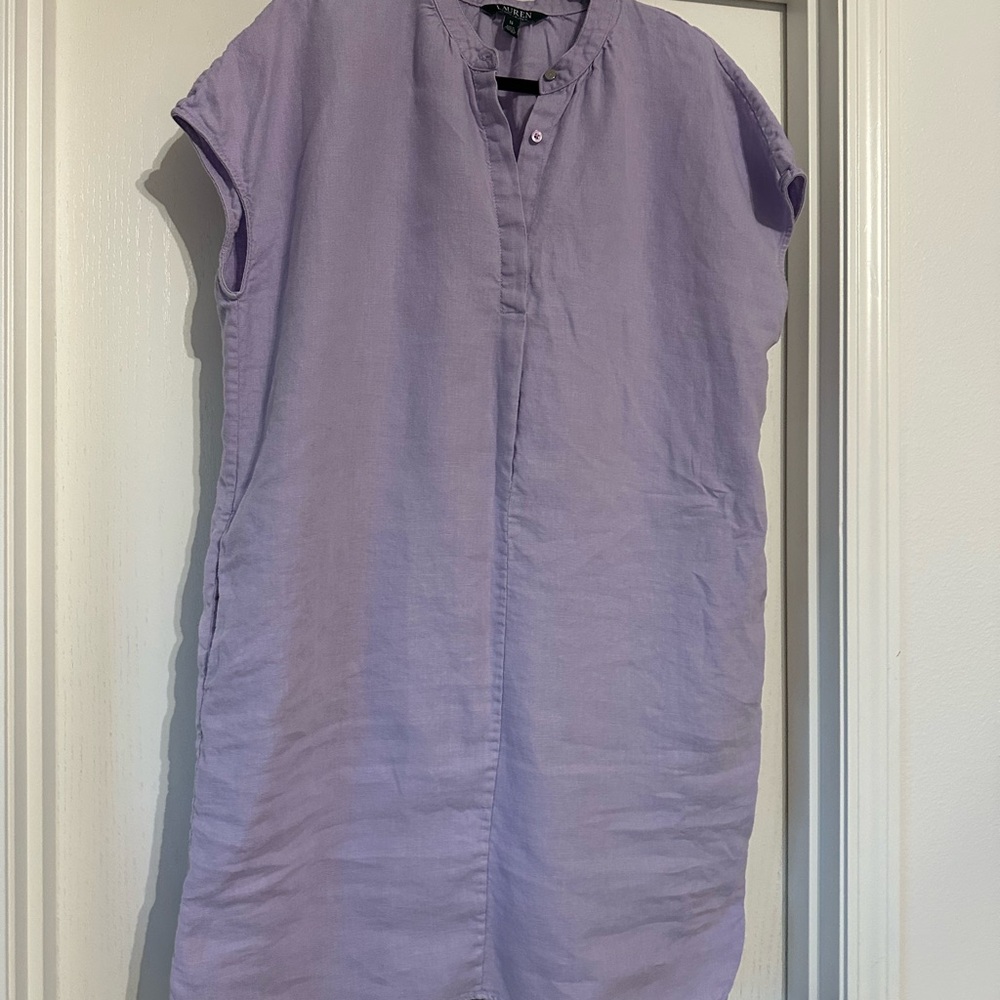 Lavender Sleeveless 100% linen Dress